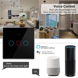NOVSKI 86x86mm 触摸开关控制多功能支持 Alexa Google Home 英国欧盟电动 Wifi 智能电源玻璃壁插座 - Product Image 4