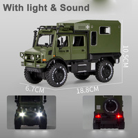 Véhicule tout-terrain électrique 1/32 en gros, camion-camping-car Unimog 4x4, modèle de voiture en alliage, jouets son et lumière, cadeau pour enfants
