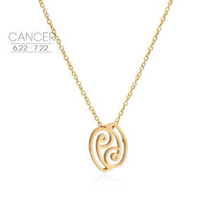 Collier pendentif signe du zodiaque creux en fil métallique, inspiré du <span class=keywords><strong>horoscope</strong></span> 3D, en acier inoxydable plaqué or, vente en gros - Offre Spéciale - Product Image 3