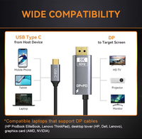 Cable DP 1.4 de Alta Calidad, 8K 60Hz, Tipo-C a DP, con Adaptador de Corriente PD de 100W, Revestimiento de PVC, para Computadora y Teléfono