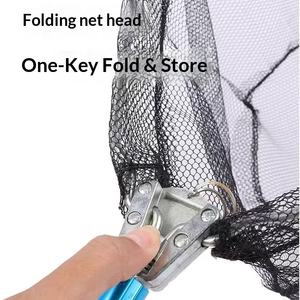 Filet pliable triangulaire <span class=keywords><strong>rouge</strong></span> et bleu pour le commerce extérieur, ensemble complet avec canne télescopique en alliage d'aluminium, portable, pour la pêche à gros objets - Product Image 4