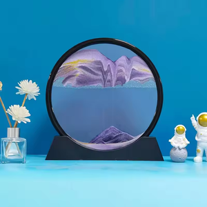 Acessórios de decoração mesa GL Moving Sand Art Round <span class=keywords><strong>Glass</strong></span> 3D Deep Sea Sandscape em movimento dinâmico Sand Art Liquid Timer - Product Image 1