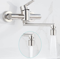 Robinet de cuisine en acier inoxydable 304 chromé avec aérateur flexible pour évier de lavage de légumes, lavabo de balcon, montage mural