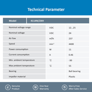 ebmpapst 4114N/2XH 12038 120x120x38mm 24VDC 11W 0.45A 4400RPM Ball Bearing Industrial Axial <b>Cooling</b> <b>Fan</b> - Product Image 3