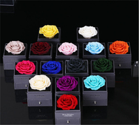 Valentijnsdag & Moederdag & Kerst Cadeaubox Ge conserveerde Rozen Acryl Sieradendoos Ketting Kleurrijke Eeuwige Rozen Bloemen