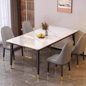 طقم كرسي طعام من الحجر الإيطالي الحديث البسيط مع 6 مقاعد بتصميم فاخر لغرف الطعام/المعيشة الصغيرة - Product Image 3