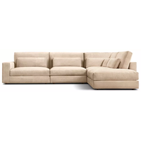 Nouvelle arrivée : canapé modulaire en forme de L Lugano, ensemble de canapés sectionnels, coussins doux et moelleux, meubles artisanaux écologiques pour villa