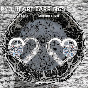 Pendientes de Corazón con Moissanita de 0.3ct para Mujer |   Plata de Ley 925 con Diseño de Amor, Joyería Fina Brillante, Regalo Romántico para Boda - Product Image 2