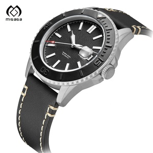 Nouvelle conception, fournisseur de montres OEM, bracelet en cuir, <span class=keywords><strong>montre</strong></span> en titane et céramique, automatique, résistante à l'eau 10 bars, chronographe, <span class=keywords><strong>montre</strong></span> de plongée pour <span class=keywords><strong>homme</strong></span> - Product Image 3