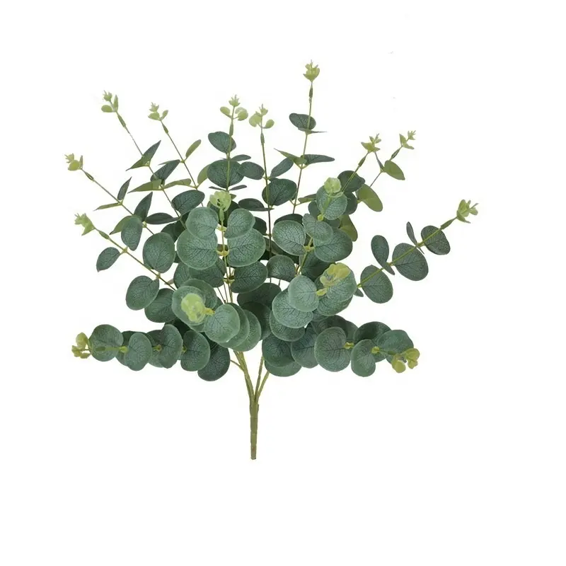 16 branches Artificial Eucalyptus Silk Plant Leaves Grass Plastic Silk Eucalyptus For Wedding Decoration
