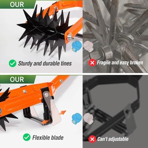 Cultivateur rotatif manuel 2-en-1 réglable en acier inoxydable, outil <span class=keywords><strong>de</strong></span> jardinage pour désherber et réensemencer, couteau à désherber, motoculteur manuel <span class=keywords><strong>de</strong></span> 6 pouces - Product Image 3