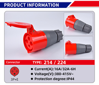 Soket steker industri kualitas tinggi, 380-415V 3P + E 4PIN 32A tingkat IP44 tembaga pria dan wanita