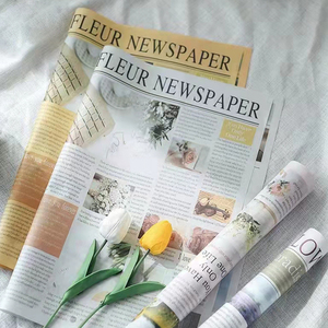 <span class=keywords><strong>Papier</strong></span> d'emballage coloré de <span class=keywords><strong>style</strong></span> <span class=keywords><strong>anglais</strong></span> rétro, série fleurs, double face, spécial, non couché, avec revêtement PE, pour emballer des cadeaux - Product Image 2