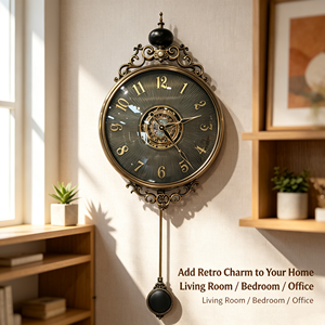 <span class=keywords><strong>Orologio</strong></span> <span class=keywords><strong>a</strong></span> <span class=keywords><strong>Pendolo</strong></span> Retrò in Bronzo per Arredamento Casa Europea con <span class=keywords><strong>Ingranaggi</strong></span> <span class=keywords><strong>a</strong></span> Vista, Guscio di Abalone, Movimento al Quarzo Silenzioso, <span class=keywords><strong>Orologio</strong></span> Decorativo - Product Image 6