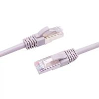 Ensamblaje de cable Ethernet CAT5e con enchufe macho RJ45 Cable de conexión Ethernet de red trenzado de PVC Cat5e de 26AWG con doble blindaje