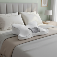 Oreiller ergonomique en mousse à mémoire de forme à rebond lent, forme papillon personnalisée, soutien cervical orthopédique, motifs marins unis