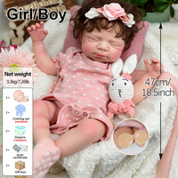Silikon Yenidoğan Bebek 18,5 İnç El Yapımı Gerçekçi Erkek/Kız Bebek, Tombul Yanaklar ve Kapalı Gözler ile Film Sahne Malzemeleri veya Hediye İçin