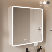 Armoire de salle de bain intelligente et moderne avec miroir lumineux, double porte et rangement, idéale pour hôtels, salons, gymnases et appartements.