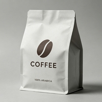 Sachet de café autoportant à fond plat en BOPP/PE avec valve de dégazage unidirectionnelle, fermeture éclair et encoche de déchirement, résistant à la chaleur et à l'humidité pour aliments