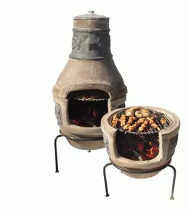 Wholesale Outdoor Clay Chimineas With Pizza Oven Stone Plate