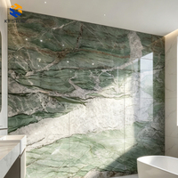 Dalle de marbre KT Stone, vert veiné, polie, pour revêtement mural et de sol de restaurant haut de gamme
