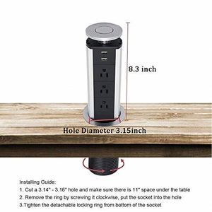 PULL POP up 3 AC США розетка 2 USB-порта для зарядки настольные розетки столешницы кухонные всплывающие розетки - Product Image 5