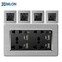 Prise murale moderne en acier inoxydable brossé, durable, 20A, compatible 220-240V, durée de vie de 50 000 cycles
