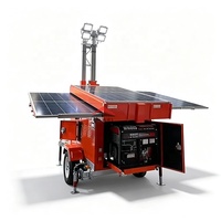 Remorque d'éclairage solaire diesel hybride avec générateur 5 kW et mât de 9 m pour chantiers de construction