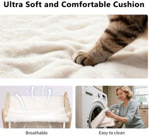 Cama Elevada Extra Grande para Gatos, Hamaca de Madera de Caucho Sólido con Cubierta, Camas Dobles para Mascotas para Hogares con Varios Gatos - Product Image 4