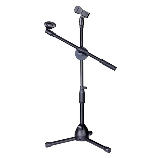 Adjustable Foldable Telescopic Height 50-70CM Single Rod Tripod Floor Microphone Stand Metal Vocal Stage Microphone Stand