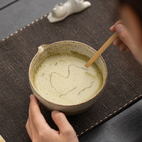 Ensemble Matcha de style chinois Tao Ye Kiln-Changed, quatre pièces, en poterie rustique, pour cérémonie du thé, fait main, bol à Matcha, fouet à Matcha, support 100