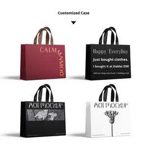 Magasin <span class=keywords><strong>de</strong></span> vêtements pour femmes écologique haut <span class=keywords><strong>de</strong></span> gamme emballage cadeau panneau ivoire sac en papier blanc Durable conception réutilisable pour Salon - Product Image 4
