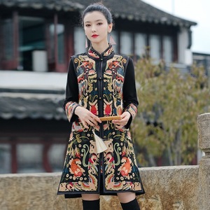 National Flower Embroidery Vest Stand Collar Sleeveless Jacket Tang Suit Traditional Ethnic Vintage <strong>Gilet</strong> Retro Waistcoat - Product Image 1