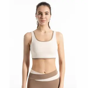 Haute qualité Logo personnalisé hauts d'entraînement couleur bloquant Slim Fitness Yoga débardeurs antichoc serré respirant sous-vêtements