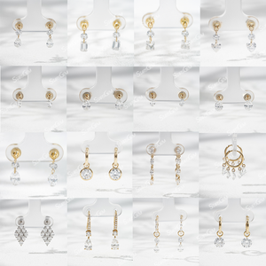 Boucles d'oreilles en or blanc 10 carats avec diamants de laboratoire, qualité DEF VS, serties griffes, diamants synthétiques ronds cultivés en laboratoire - Product Image 3