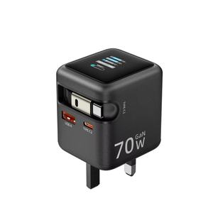 เครื่องชาร์จเร็ว GAN PD 70W พร้อมสายเคเบิลแบบยืดหดได้การป้องกันการชาร์จมากเกินไปสำหรับ iPhone 16 - Product Image 1