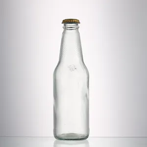 300 мл прозрачная круглая стеклянная бутылка для напитков, газированных напитков