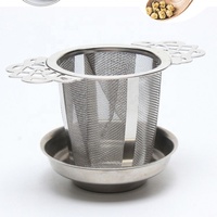 Ensemble d'infuseur à thé en acier inoxydable de haute qualité nouveau bol en dentelle Design avec petit bassin passoire à thé pliable en métal de qualité alimentaire