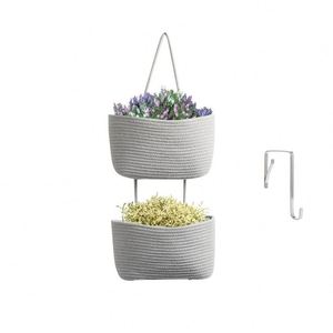 Support mural suspendu pour plantes, <span class=keywords><strong>grand</strong></span>, style bohème, en fer <span class=keywords><strong>tressé</strong></span> et rotin, avec crochets, pour plantes artificielles, idéal pour jacinthes et autres plantes. - Product Image 5