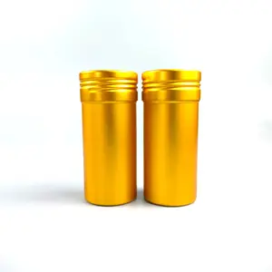 Push-Up-Design leerer Deodorantbehälter 75 ml Metall gelbe Farbe Deodorantverpackung mit Deckelfüllung für Gesichtscreme Haarswachs-Stick