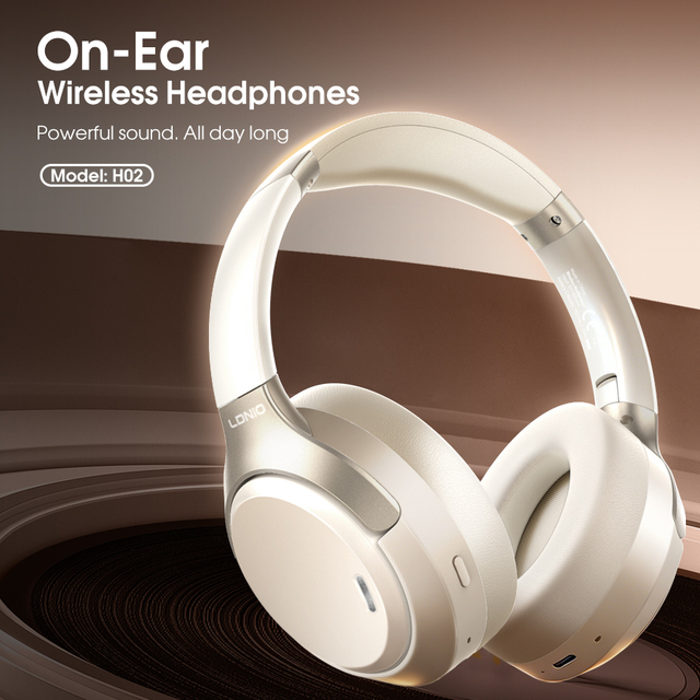 LDNIO H02 On-Ear Headphones Metal Leather Sound for Sports Travel Aviation Use
