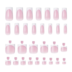 60 faux <span class=keywords><strong>ongles</strong></span> carrés courts français en acrylique, couvrance totale, pour mains et pieds, à presser - Product Image 4