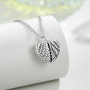 Isunni S925 <span class=keywords><strong>Sterling</strong></span> Zilveren Crematie Sieraden Vintage Engelenvleugels Urn Kettingen Rhodium Voor Bruiloften Feesten As Opslag Bulk - Product Image 2