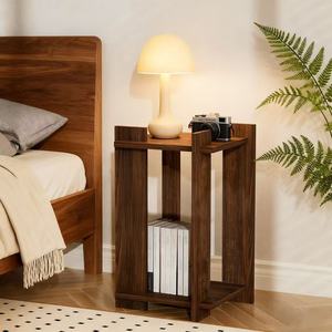 Wooden retro small storage <b>shelf</b>, solid wood home bedroom table <b>lamp</b> corner table, atmospheric bedside table, ornament storage - Product Image 1