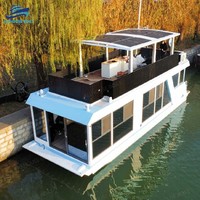 Bateau-maison de luxe de 12 m pour 16 personnes avec cuisine, climatisation et terrasse en aluminium pour loisirs