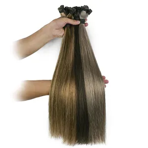 Invisible Hand Sewn Weft Hair, Virgin European Human Super Double Drawn Remy 10 to 26 Inch Hand Tied Weft Hair Extension