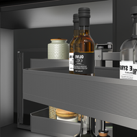 Panier d'angle ARTSTEEL à double niveau, côté droit, en alliage d'aluminium, pliable, étanche, résistant à la rouille, à fixation par boulons, pour rangement de cuisine