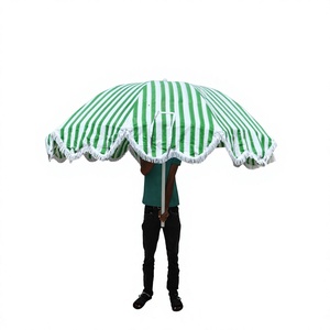 Parasol de jardin unique à motif imprimé en relief, style bohème indien, parasol de plage, protection solaire pour terrasses, fait main, vert - Product Image 1