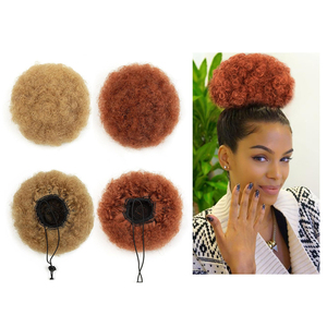 Shinein Postiche Cheveux Humains Bouclés Crépus, Extension Queue de Cheval Bouclée à Cordon de Serrage, <span class=keywords><strong>Chignon</strong></span> Afro Puff - Product Image 1