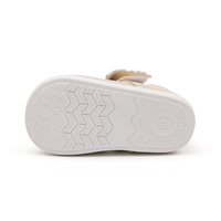 Nouvelles Ballerines Souples Beige Abricot pour Bébés Filles à Bout Rond Fermé, avec Motifs Floraux Découpés au Laser et Nœud Délicat, Idéales pour Cérémonies Familiales